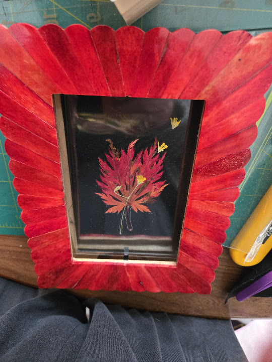 Autumn Flame: preserved autumn leaves, archival lamination, hand-finished frame by FLORIS by Keri