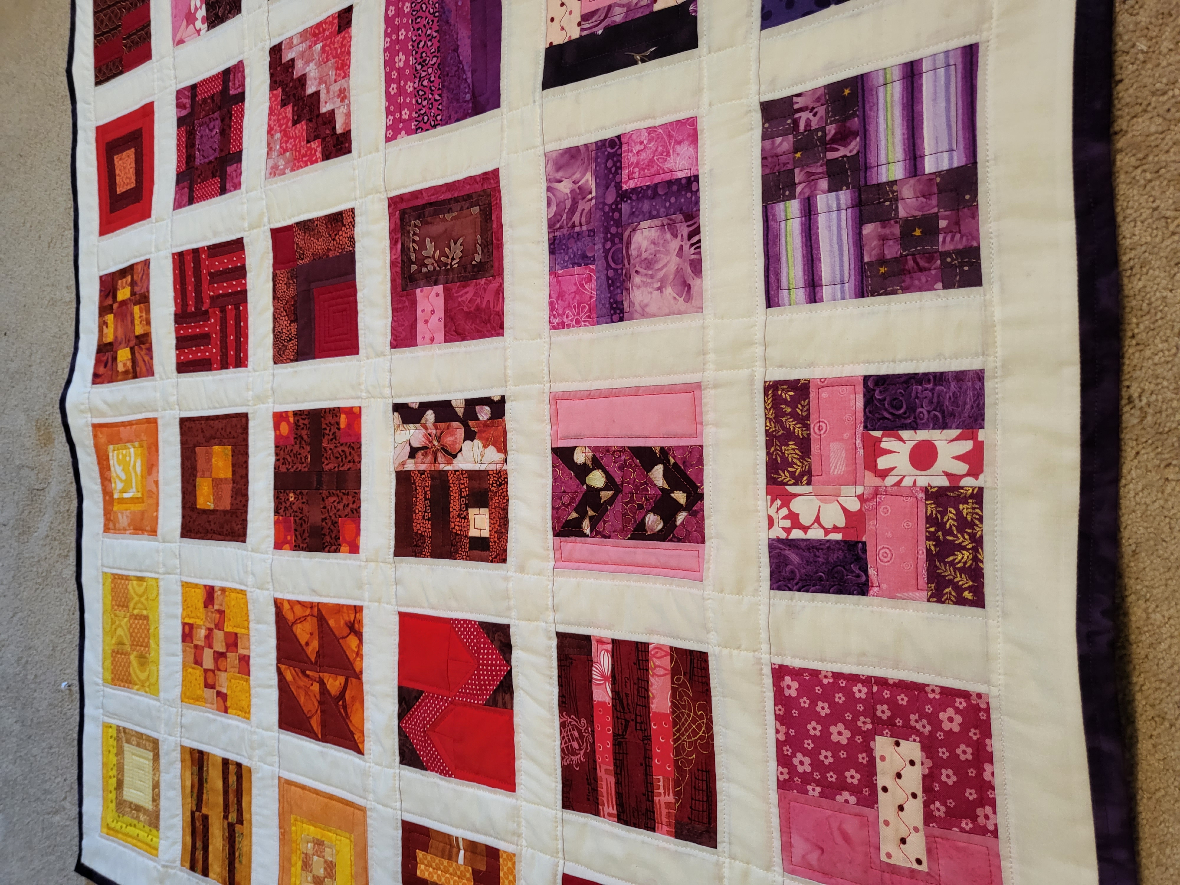 Pink Window Quilt, handmade quilt by Keri